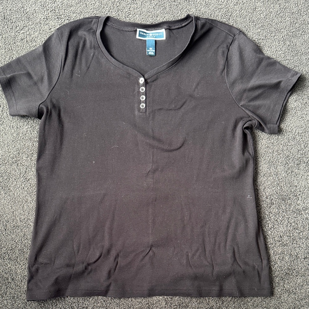Karen Scott Black Cotton Top
